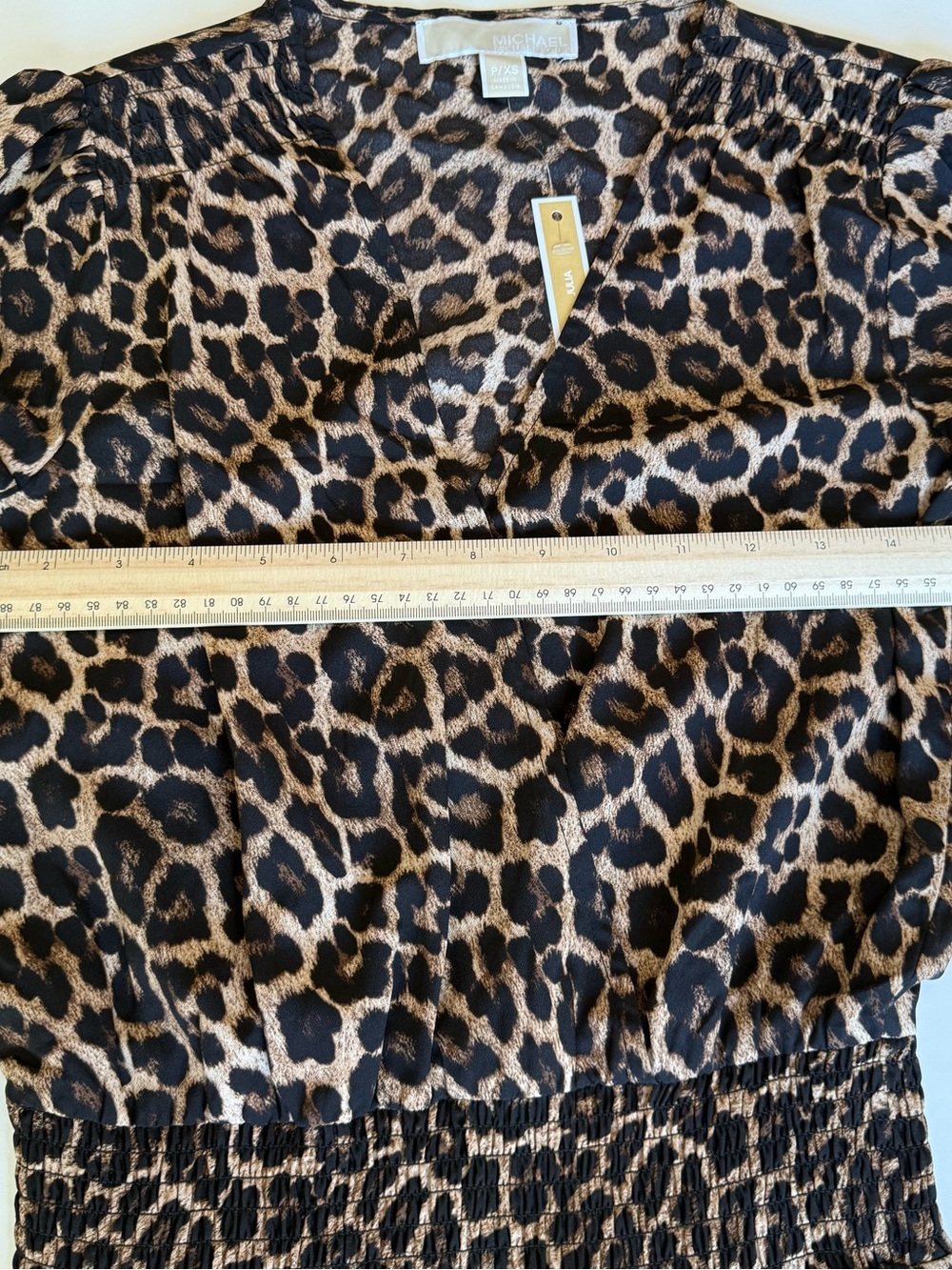 Michael Kors Petite XS Leopard Print Ruffle Dress Long Sleeve NWT - Picture 11 of 13